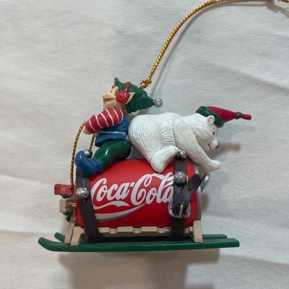 Lot Of 2 Coca Cola Christmas Ornaments 2003 Pearlescent Porcelain Bottle Works - Picture 8 of 16